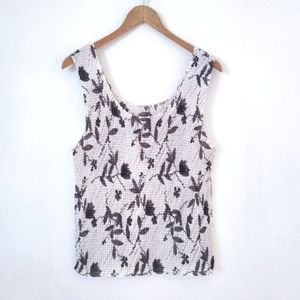 Boho Black Floral Sleeveless Ribbed Top